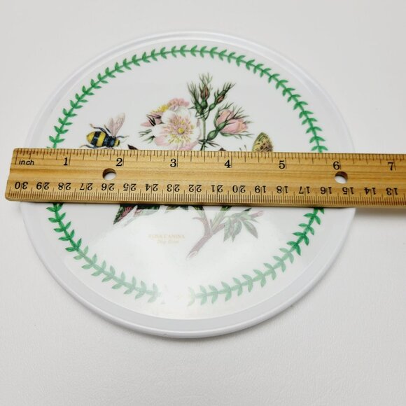 Portmeirion Botanic Garden Melamine 6" Round Tea Tile Trivet Dog Rose Flower Bee - Picture 8 of 10